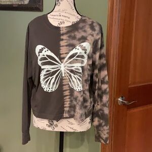 Wild Fable Green and Gray Tie-Dye Top